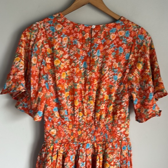 Roller Rabbit Vado Cecilia Dress Fit and Flare Orange Floral Small - Picture 8 of 13